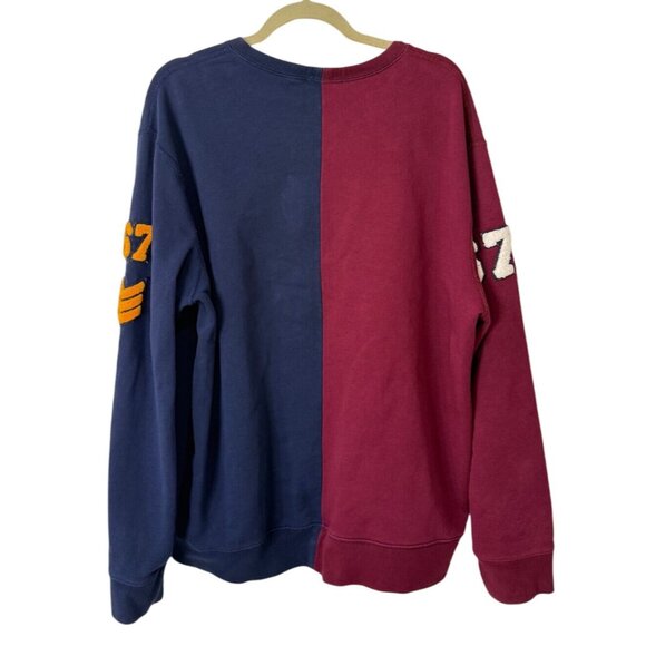 Polo Ralph Lauren Mens XL Sweatshirt Red Blue Colorblock P-Wing Patch 67 Varsity - Picture 2 of 7